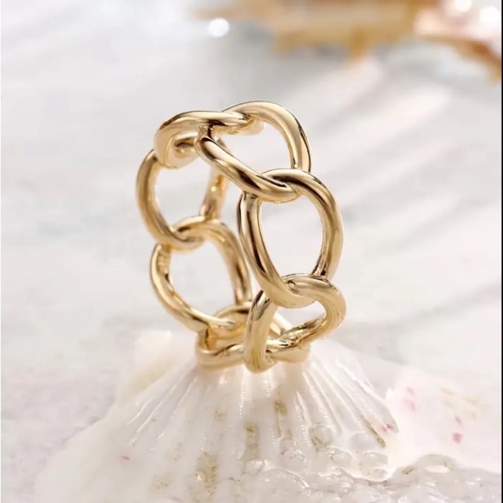 Gold Chain Link Scarf Ring